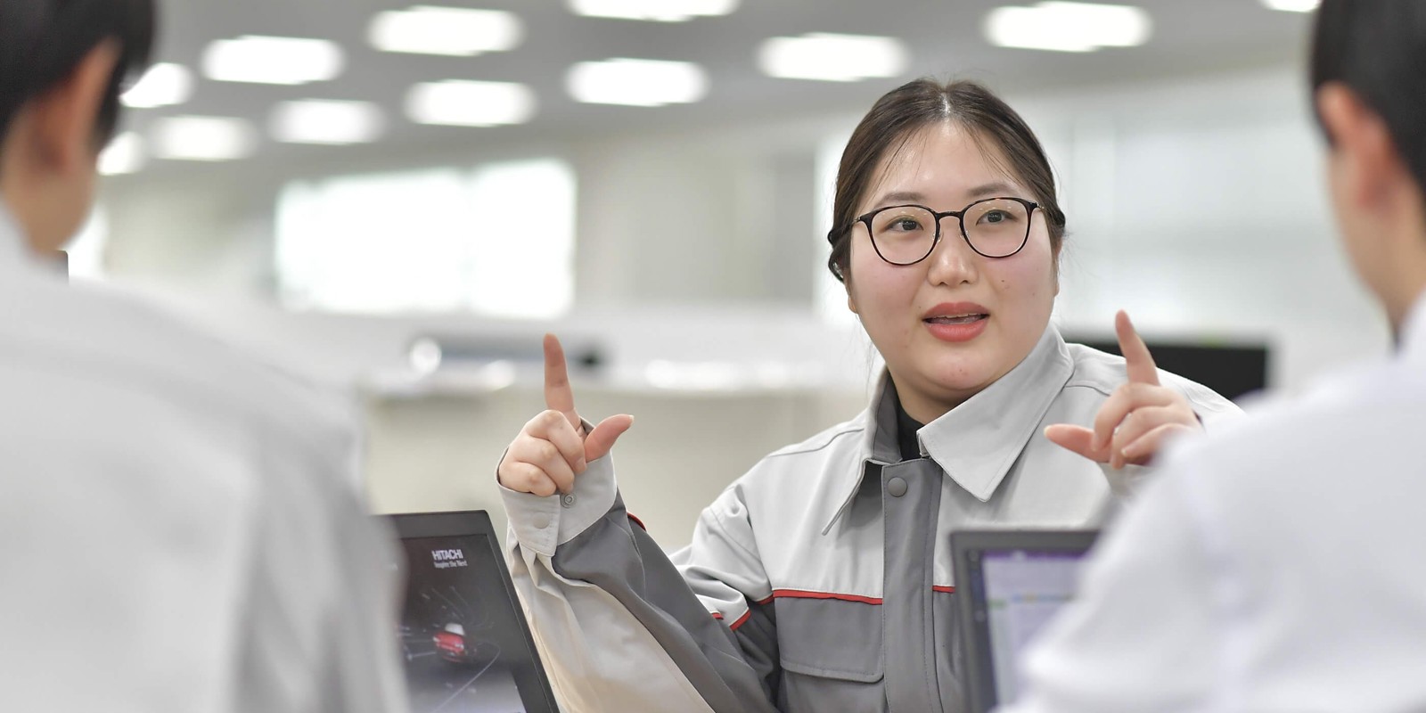 a person pointing at something