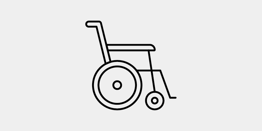 a black and white line drawing of a wheelchair