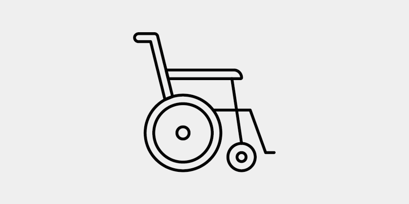 a black and white line drawing of a wheelchair