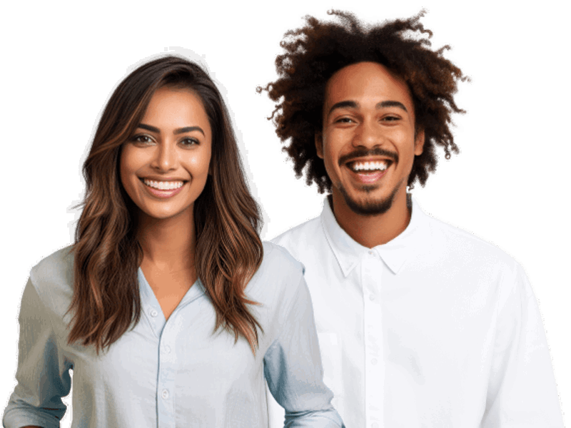 eine Person und eine lächelnde Person