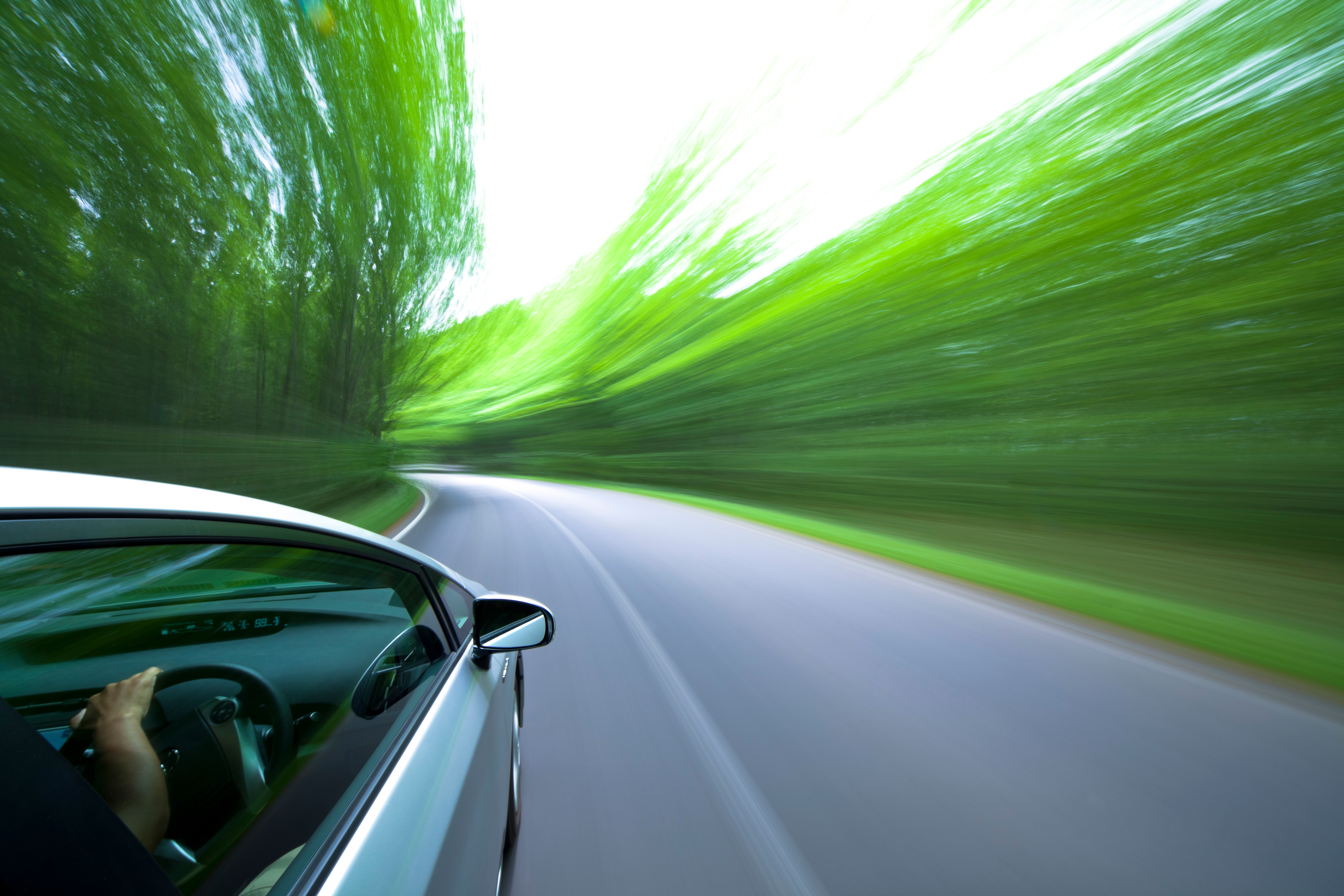 a car driving on a road