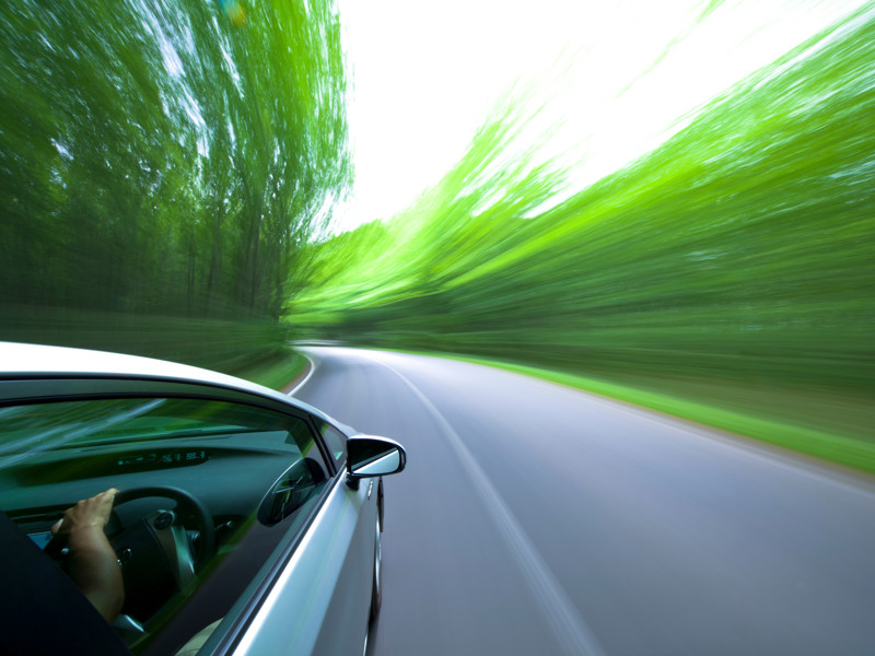 a car driving on a road