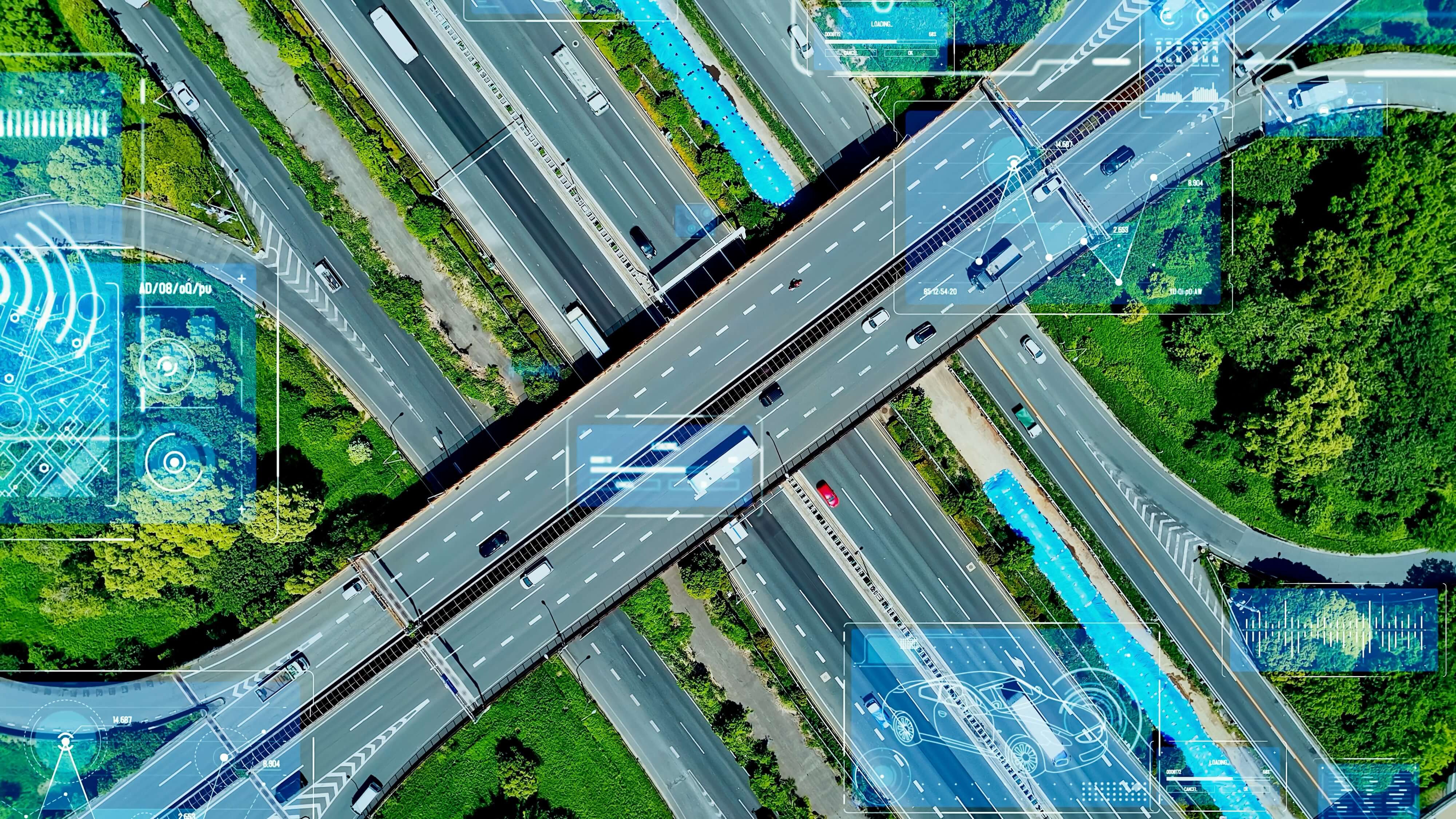 a aerial view of a highway