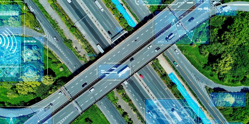 a aerial view of a highway