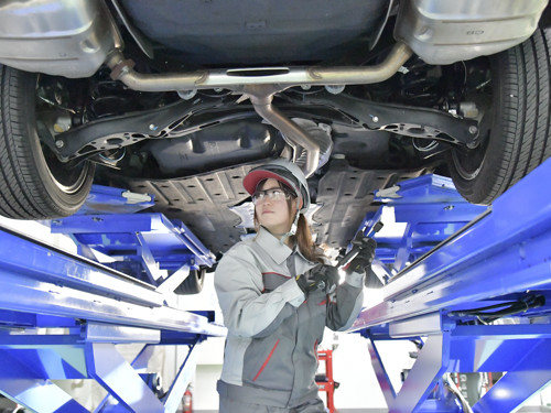 a person working under a car
