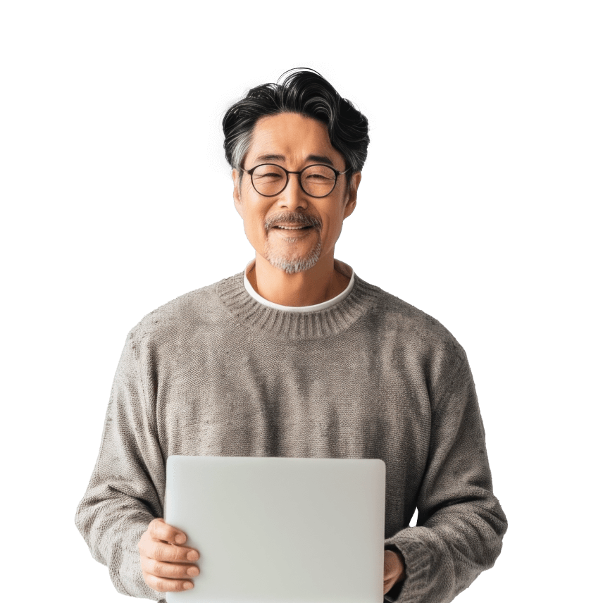 a person holding a laptop
