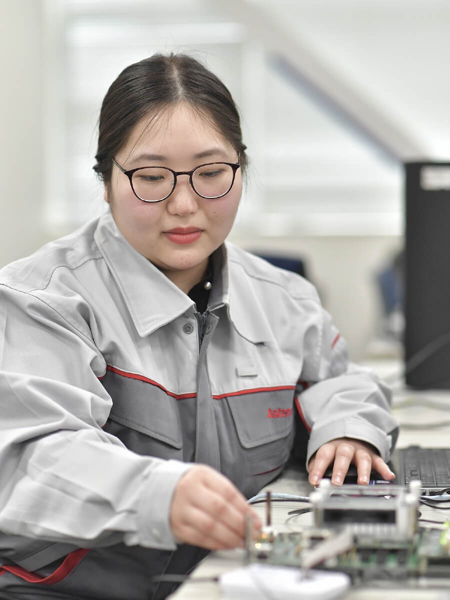 a person working on a machine