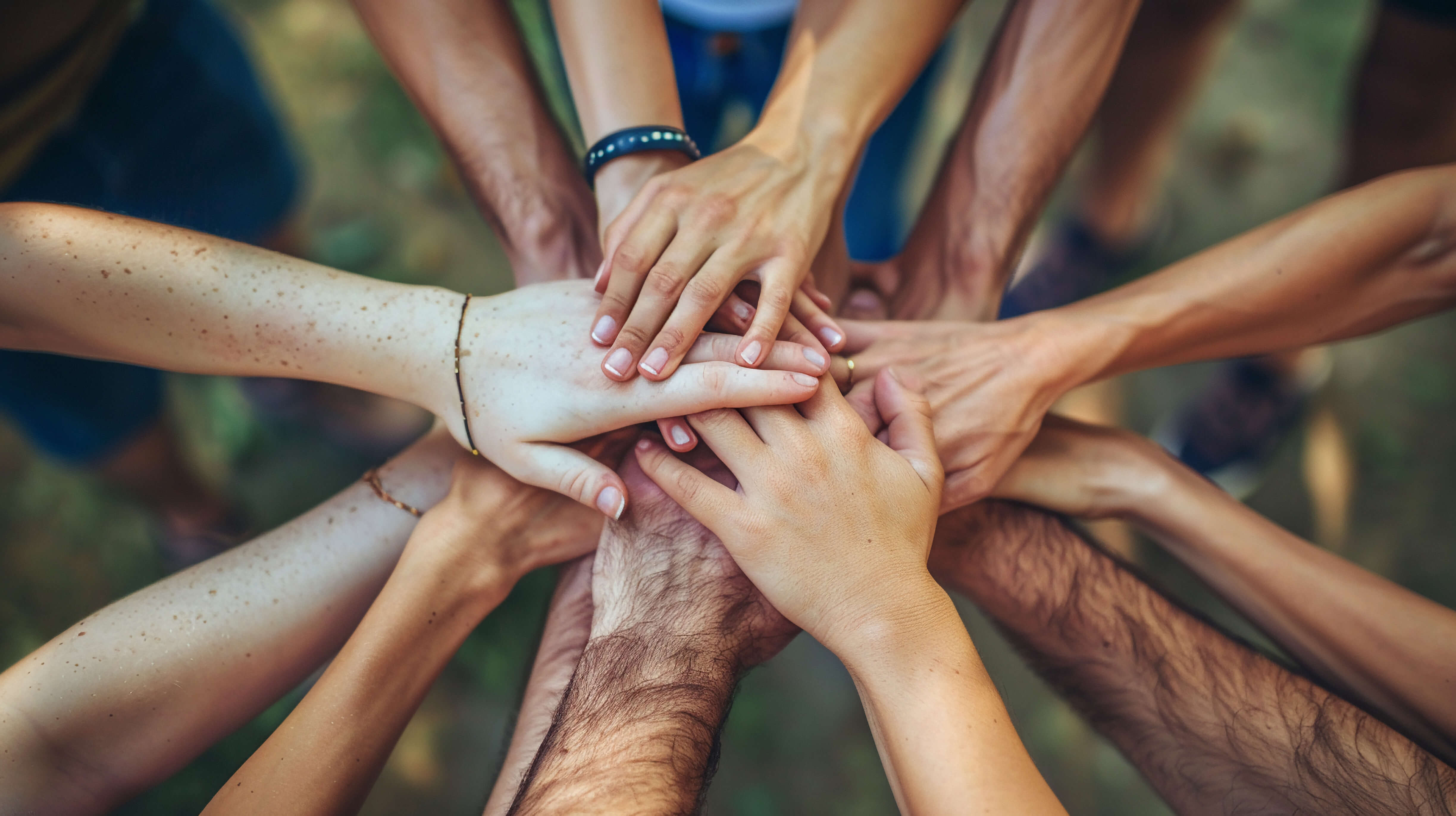a group of hands on top of each other